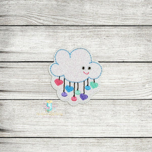 Cloud With Hearts Feltie Digital Embroidery Design File