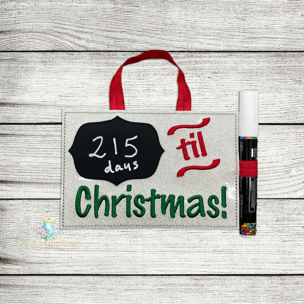 Days Til Christmas Countdown Digital Embroidery Design File
