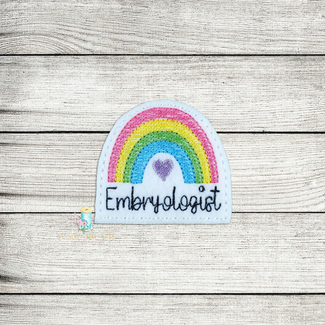 Embryologist Rainbow Feltie Digital Embroidery Design File