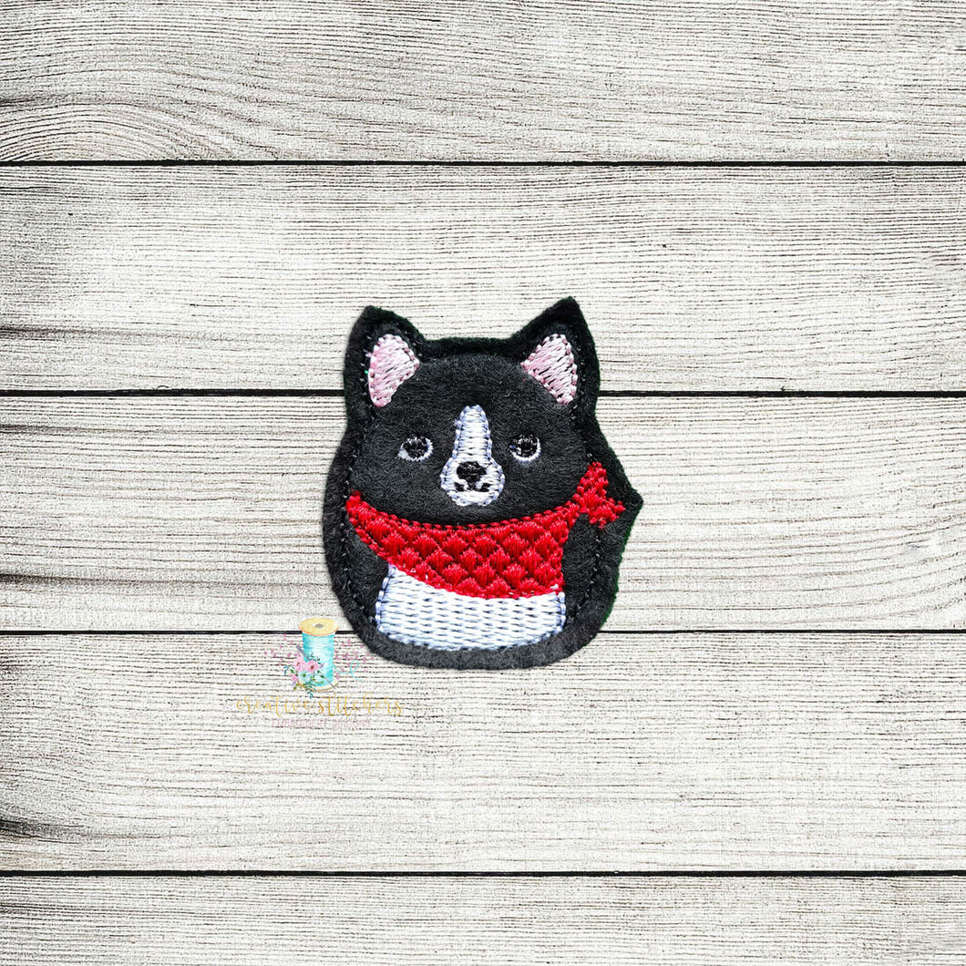 Fluffy Boston Terrier Feltie Digital Embroidery Design File