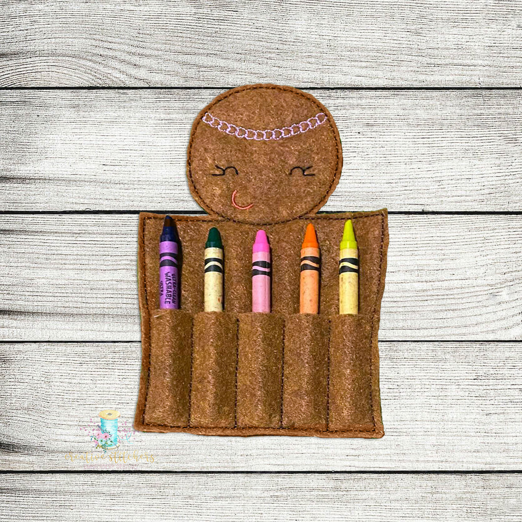 Gingerbread Crayon Holder Digital Embroidery Design File