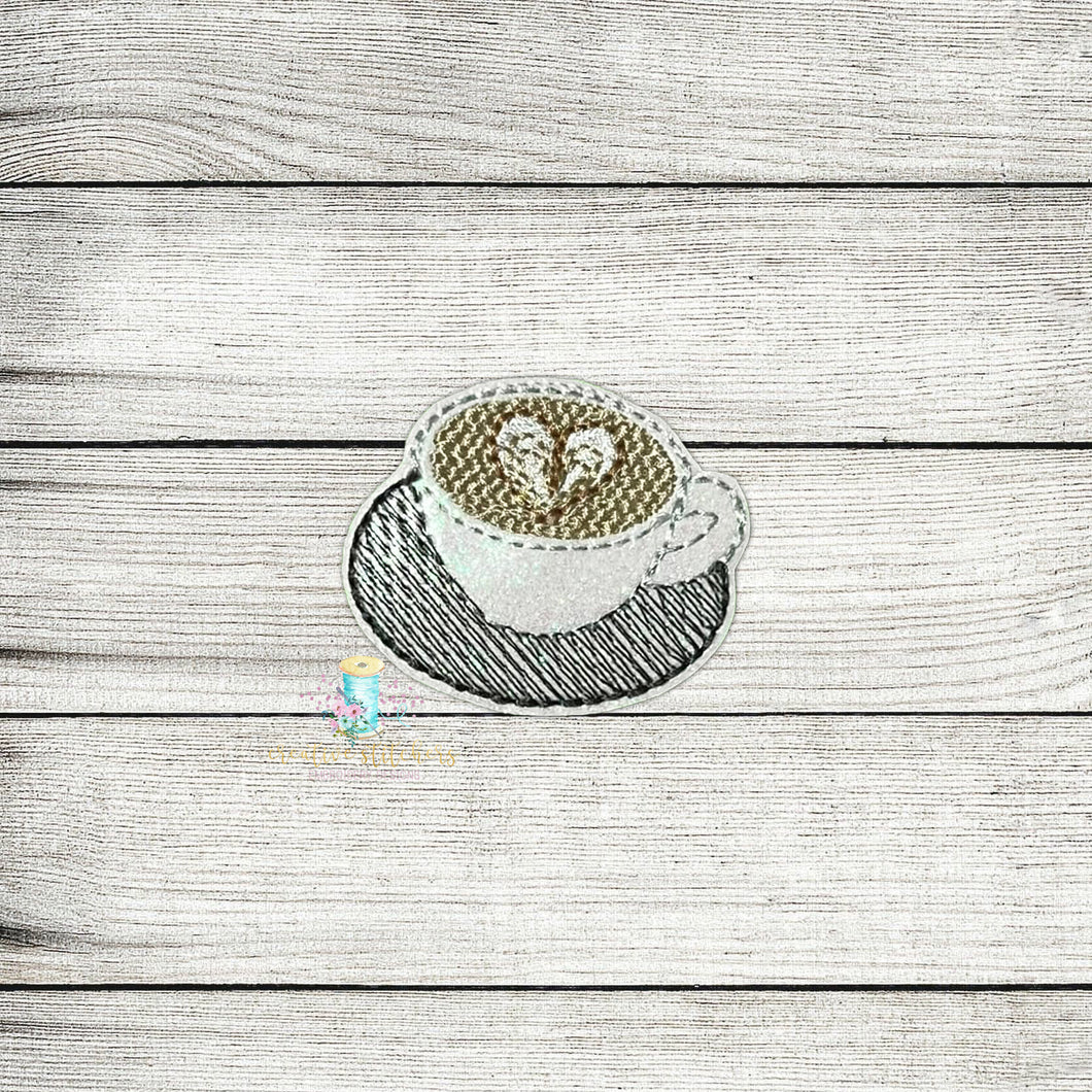Heart Coffee Cup Feltie Digital Embroidery Design File