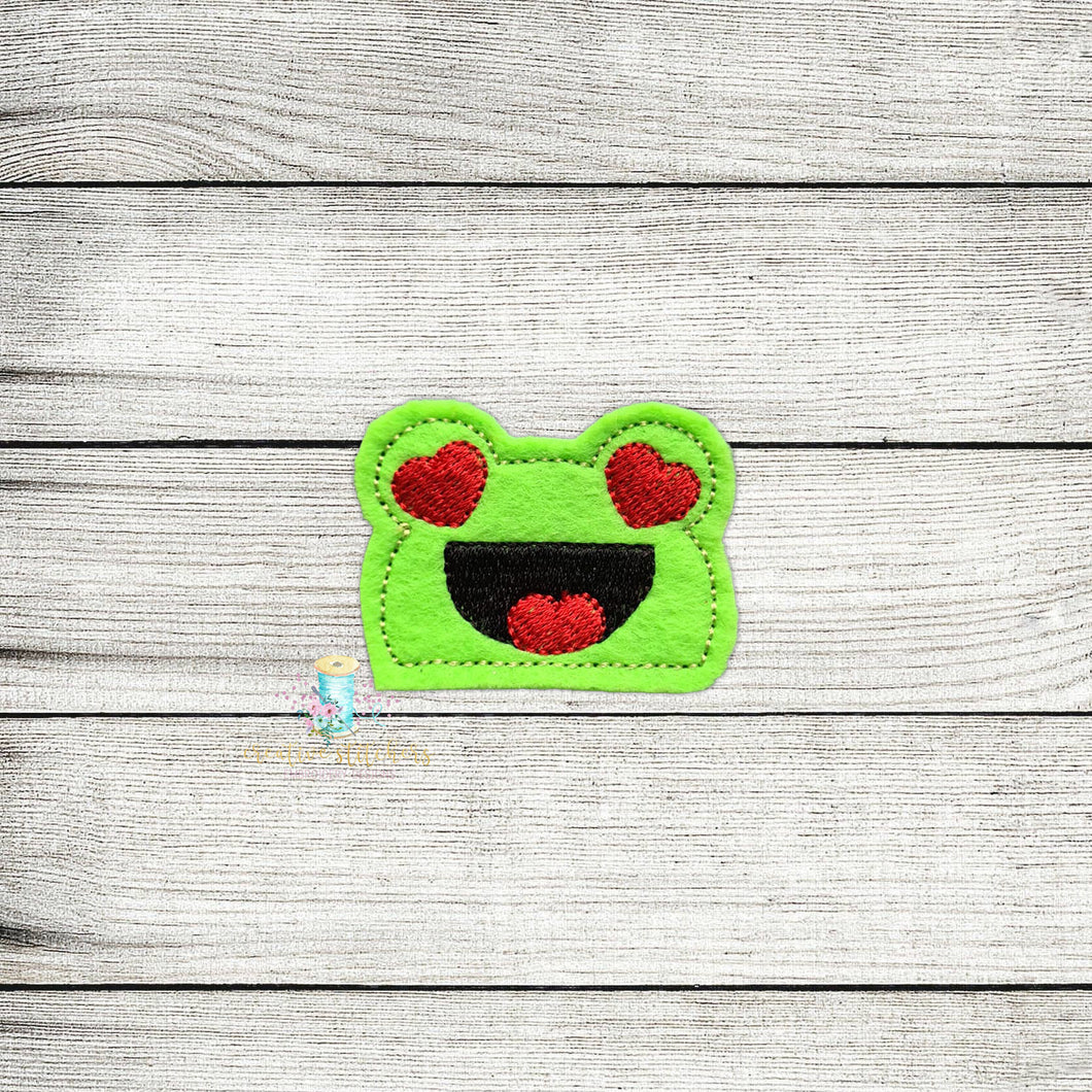 Heart Eye Frog Feltie Digital Embroidery Design File