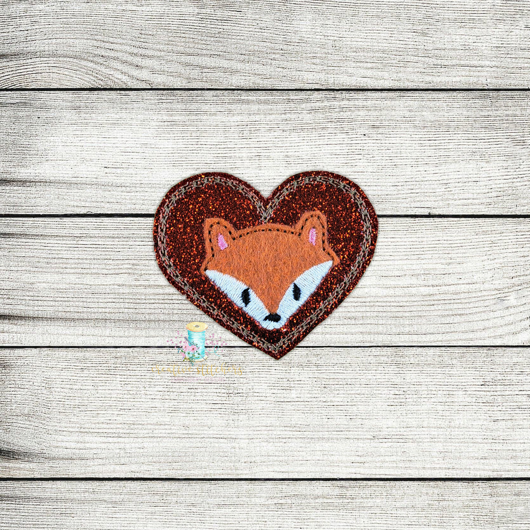 Heart Fox Feltie Digital Embroidery Design File