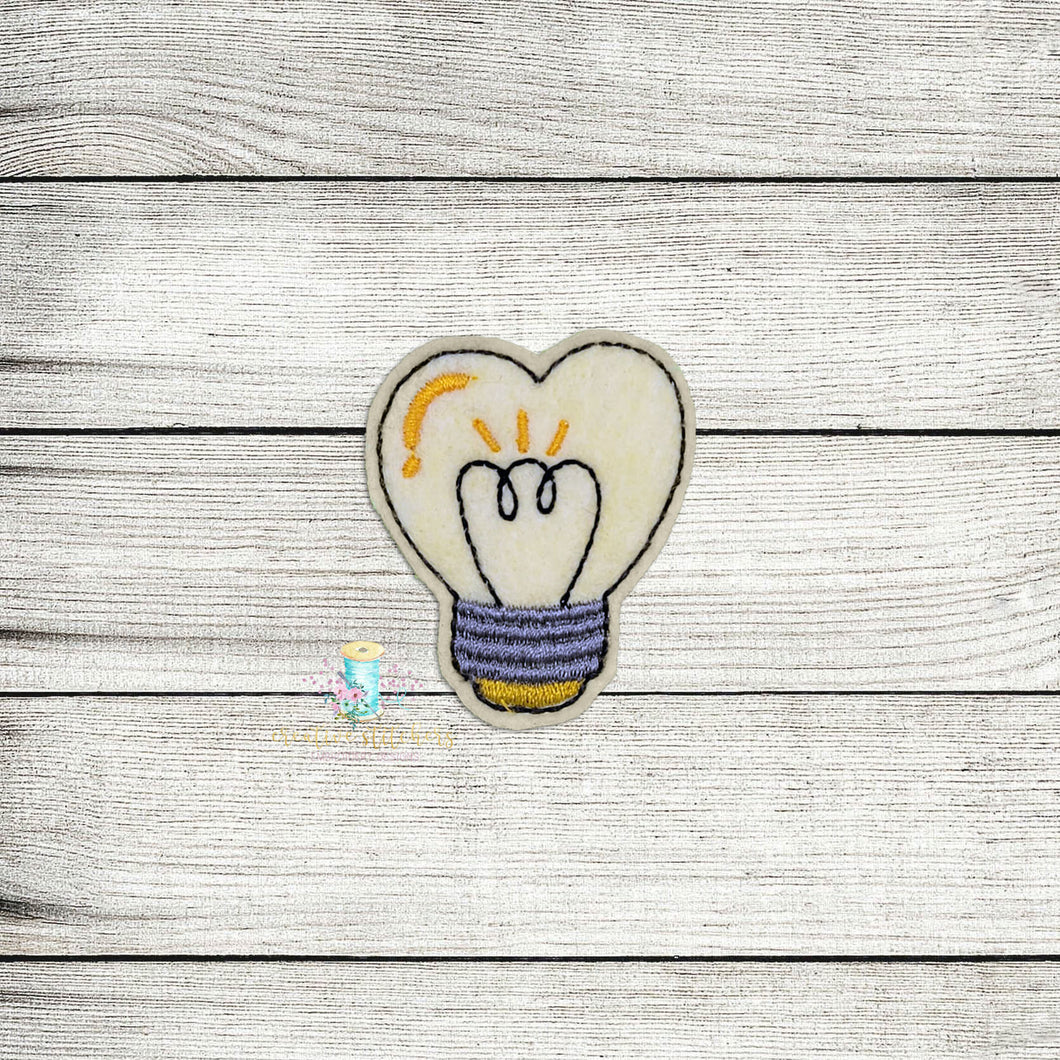 Heart Light Bulb Feltie Digital Embroidery Design File