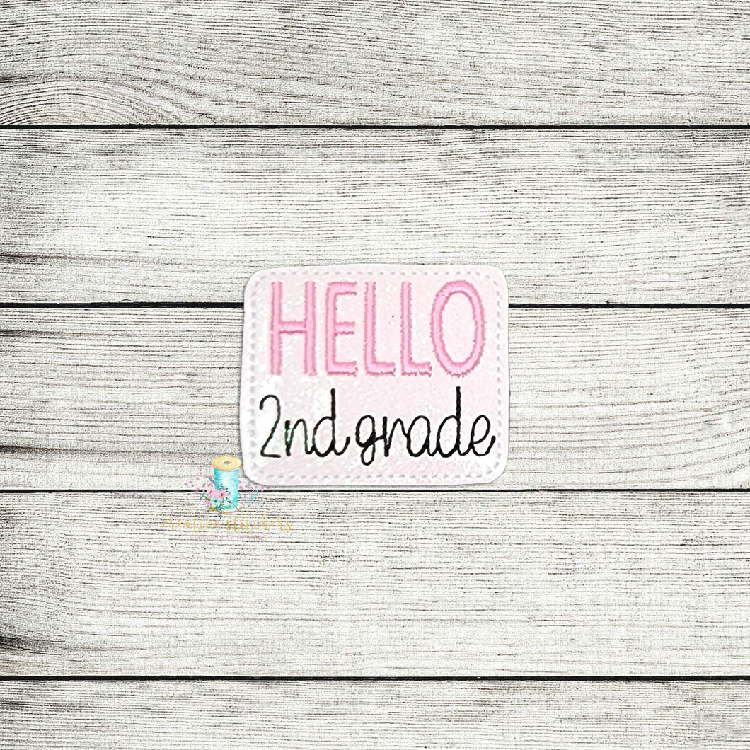 Hello 2nd Grade Feltie Digital Embroidery Design File
