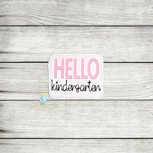 Hello Kindergarten Feltie Digital Embroidery Design File