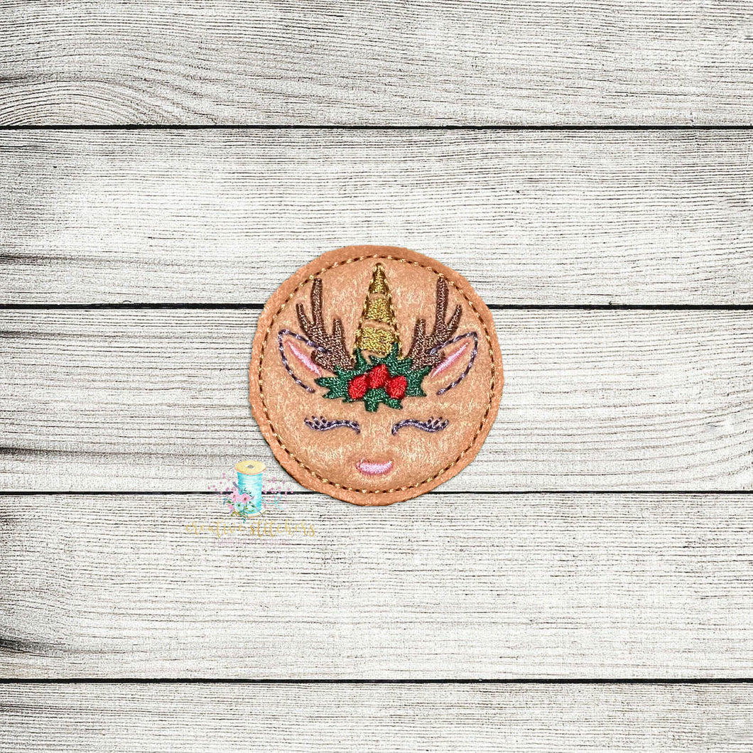 Holiday Deer Unicorn Feltie Digital Embroidery Design File
