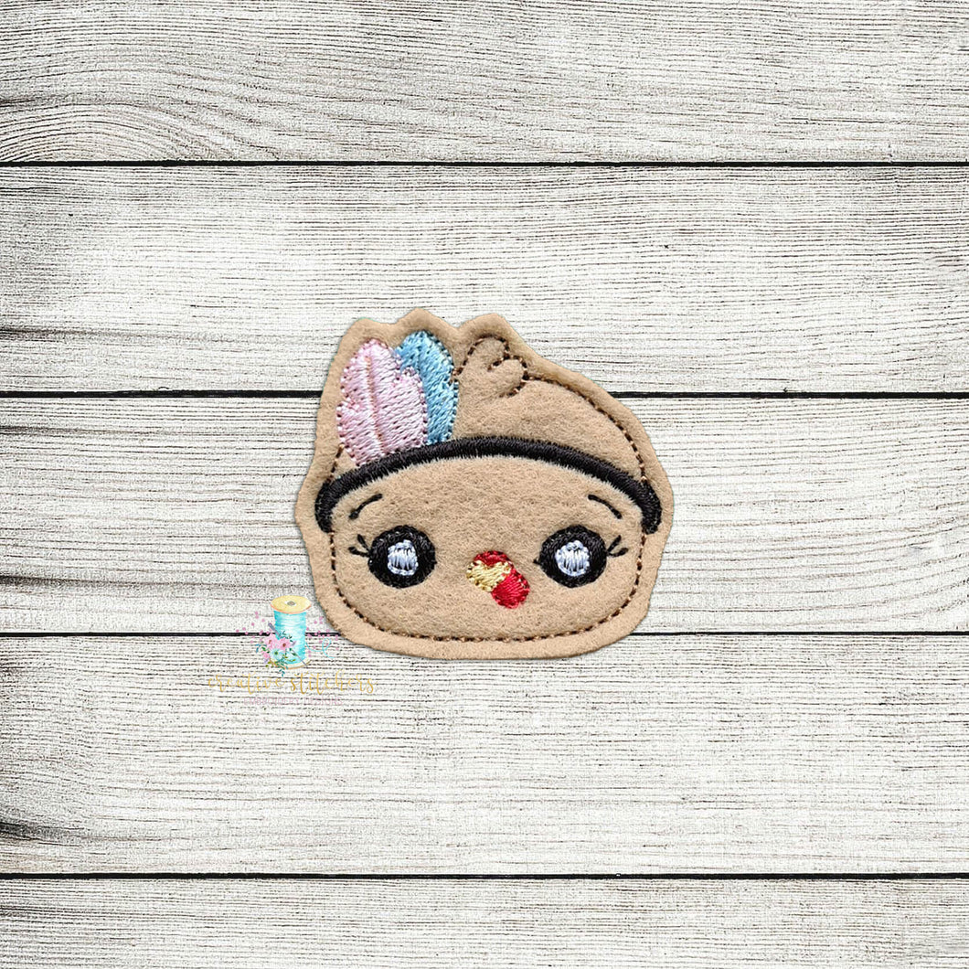 Indian Turkey Head Feltie Digital Embroidery Design File