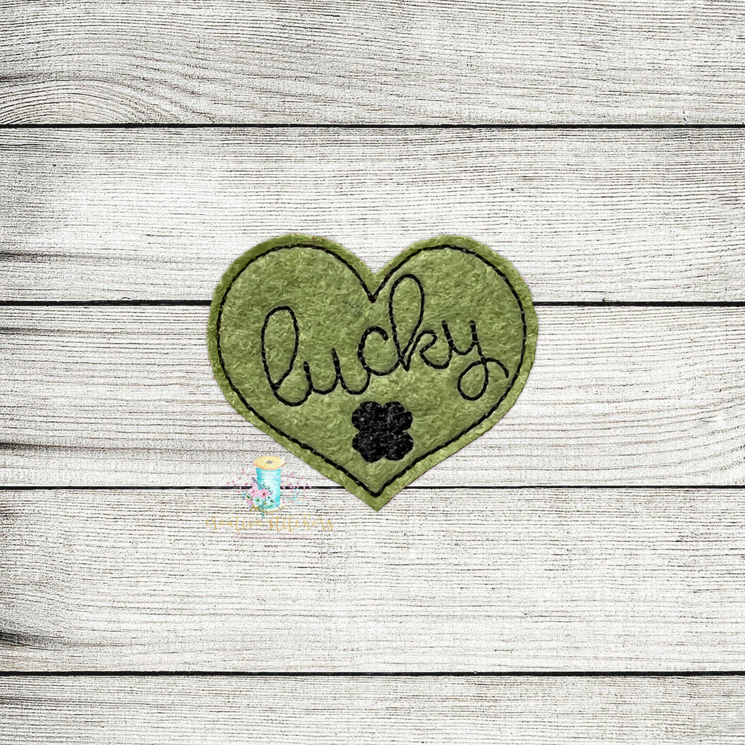 Lucky Heart Feltie Digital Embroidery Design File