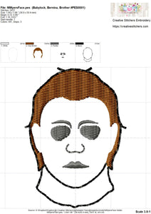 MMyers Face Feltie Digital Embroidery Design File