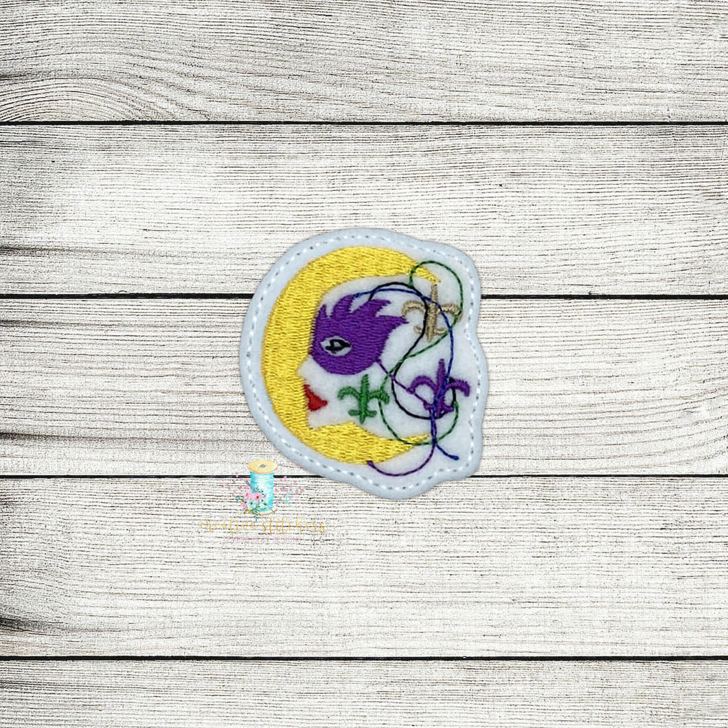 Mardi Gras Moon Face Feltie Digital Embroidery Design File