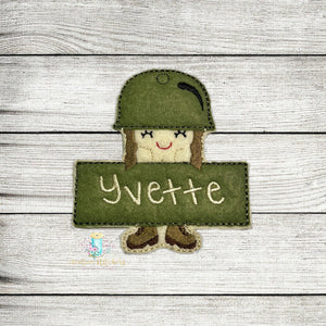 Military Girl Ornament Digital Embroidery Design File