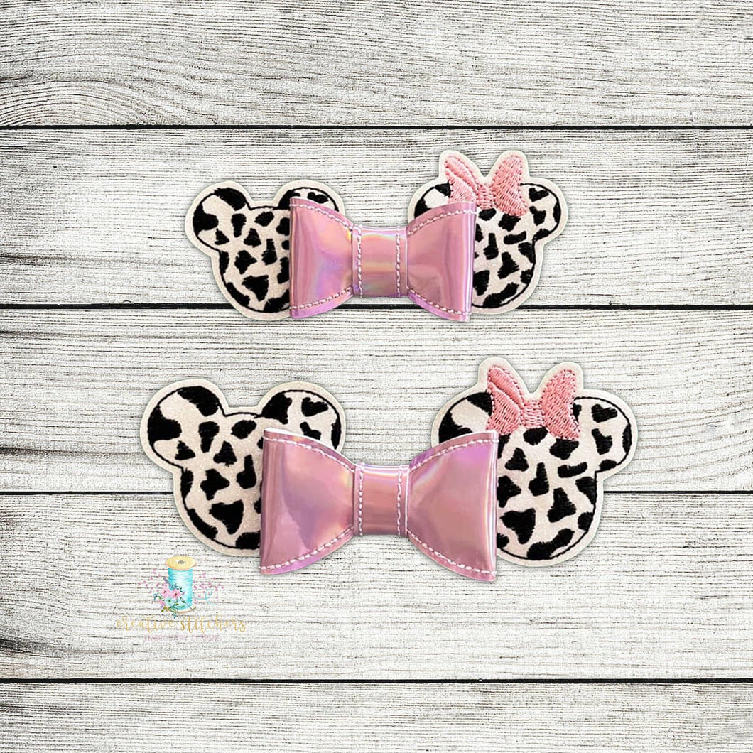 3D Mouse Cow Bow Digital Embroidery Design File