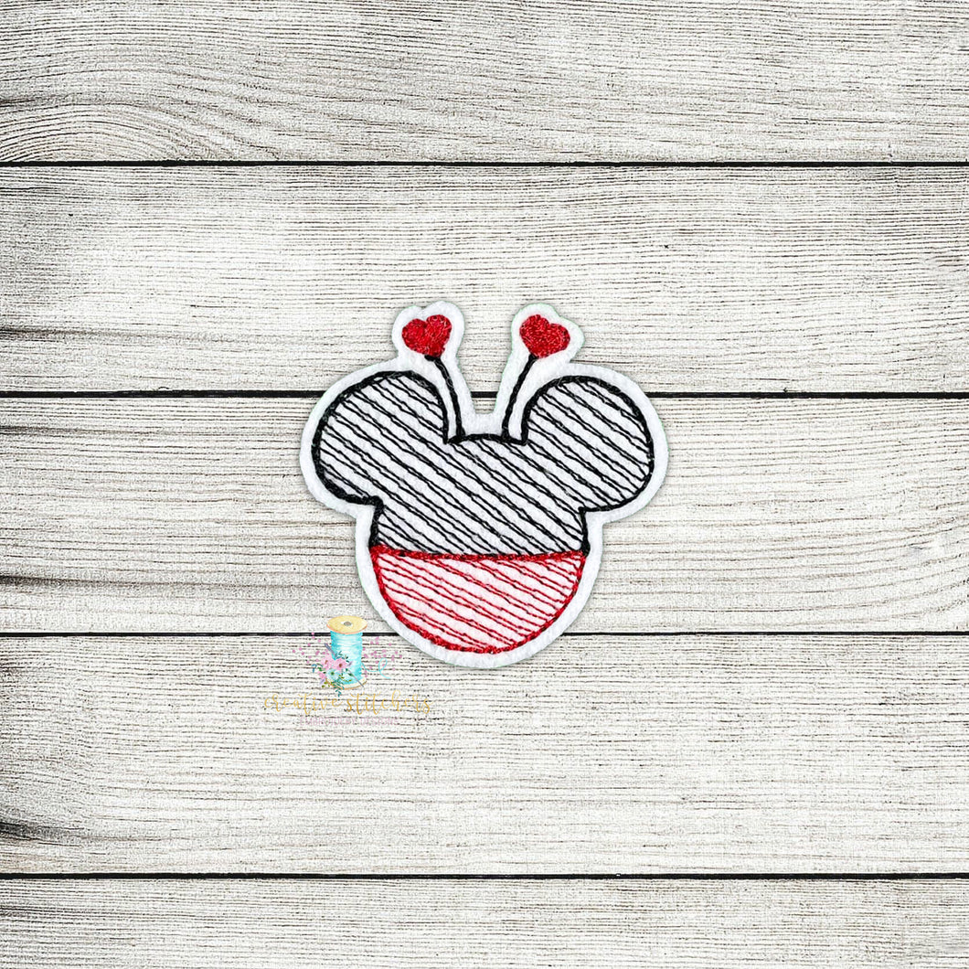 Mouse Hearts Feltie Digital Embroidery Design File