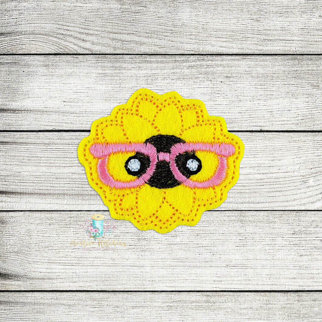 Nerdy Sunflower Feltie Digital Embroidery Design File