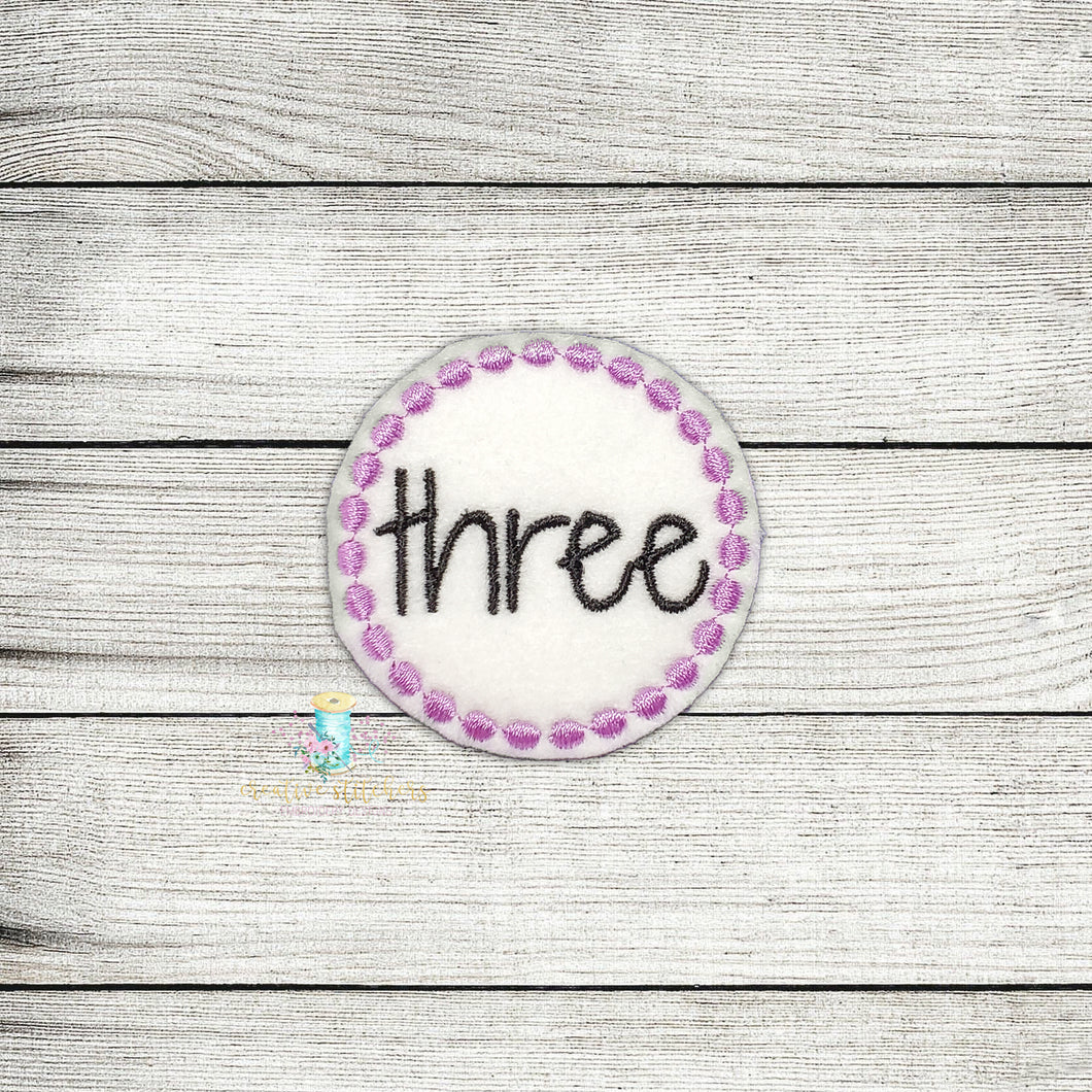 Number 3 Feltie Digital Embroidery Design File