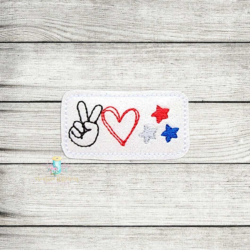 Peace Love Stars Feltie Digital Embroidery Design File