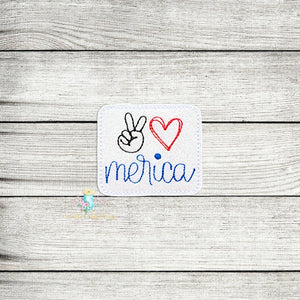 Peace Love Merica Feltie Digital Embroidery Design File