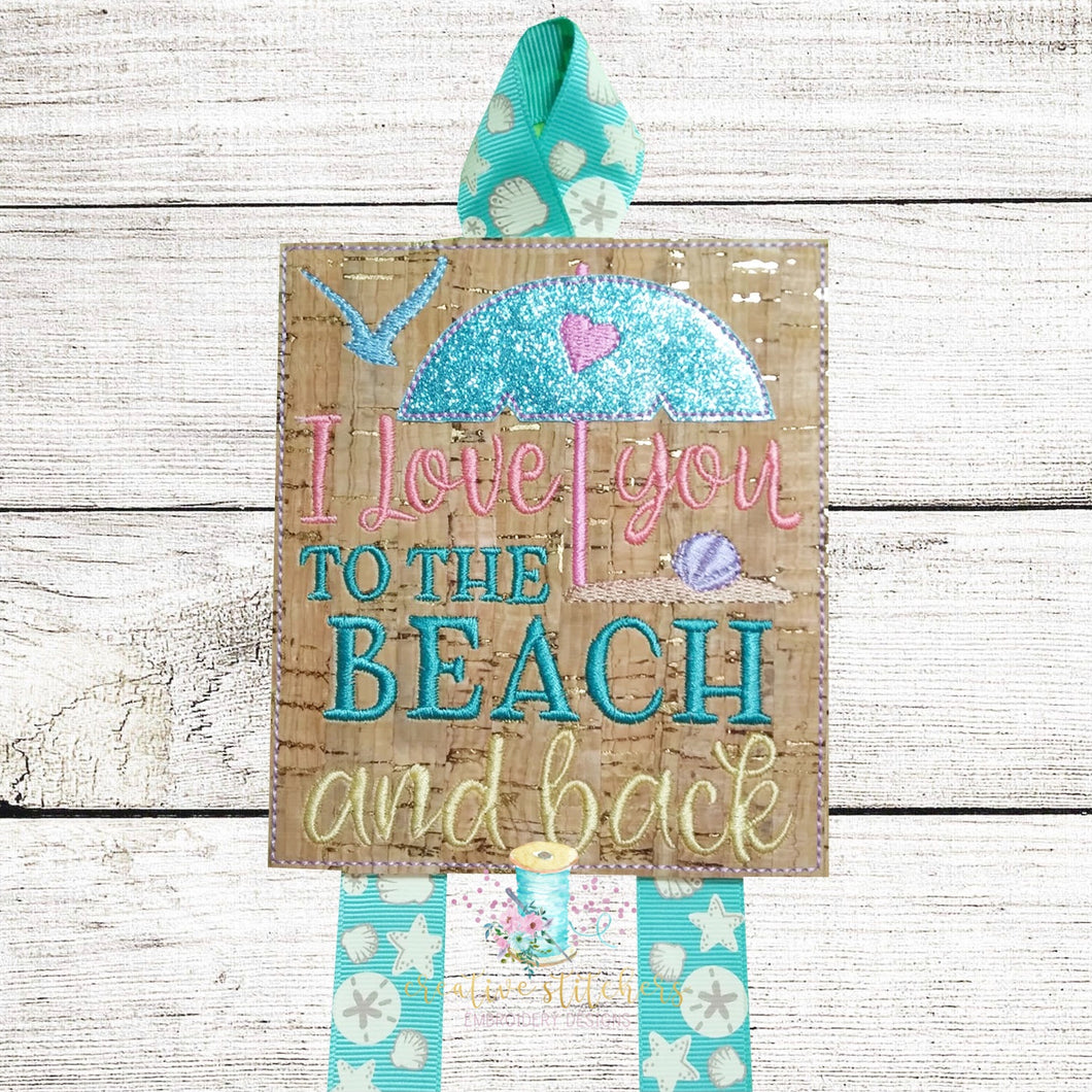 Love To Beach And Back Bow Holder Digital Embroidery Design File