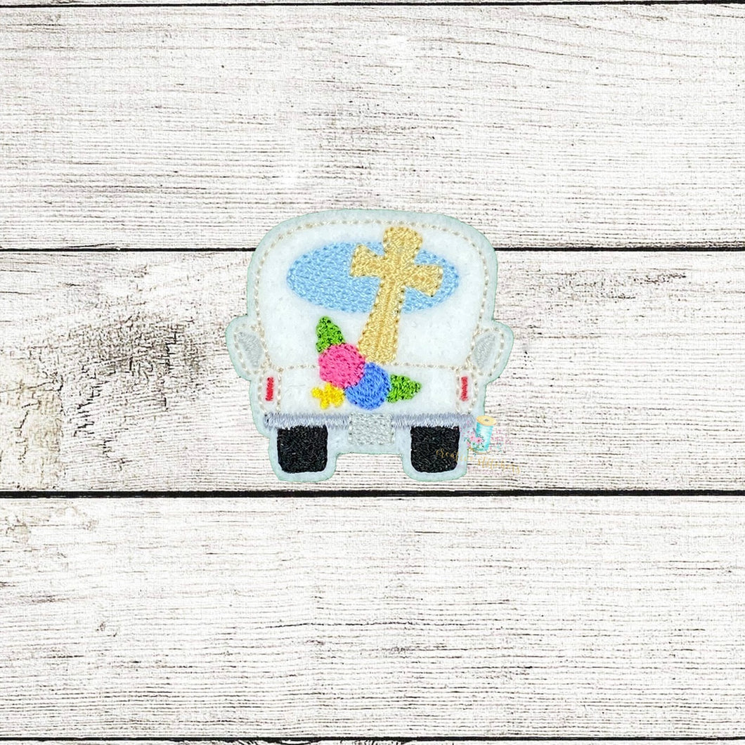 Cross Floral Truck Digital Embroidery Design File