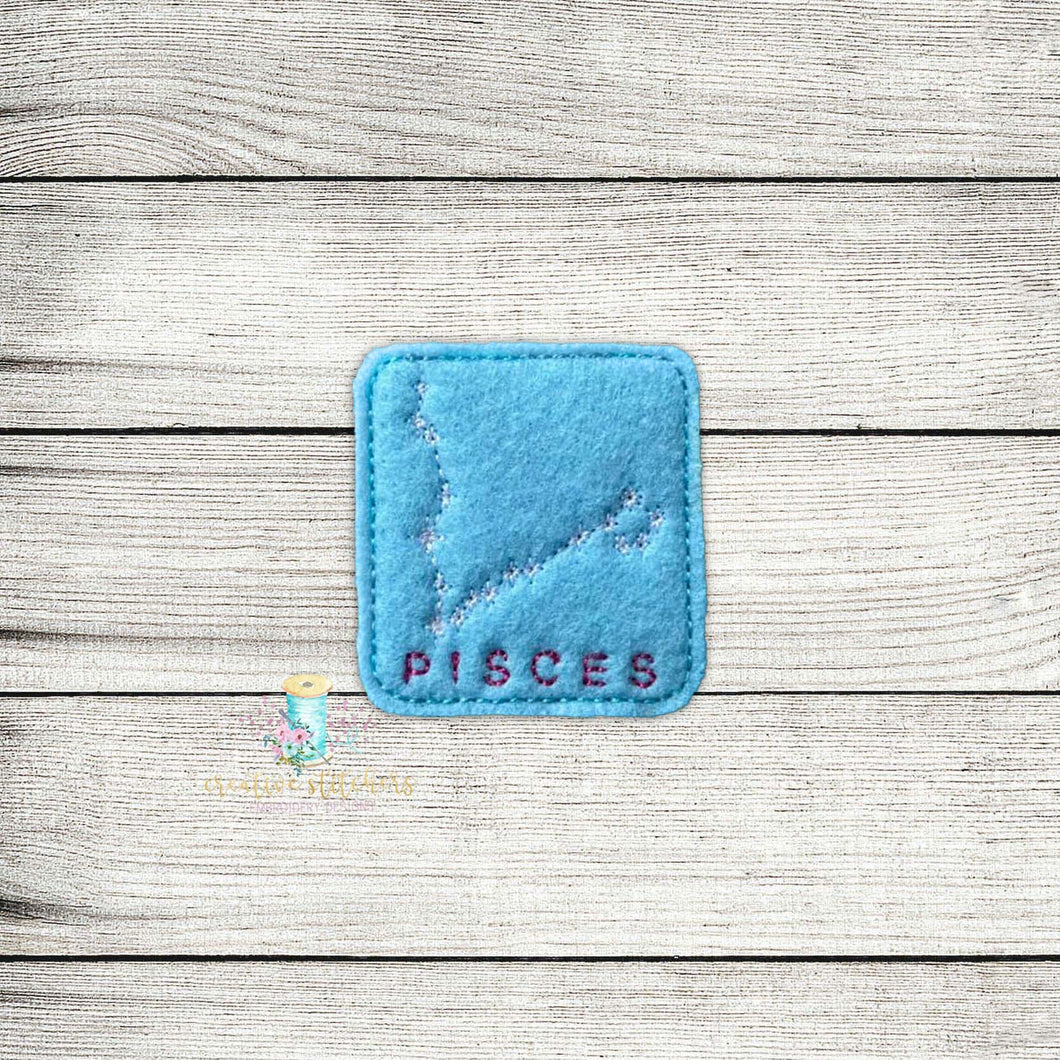 Pisces Zodiac Feltie Digital Embroidery Design File PP