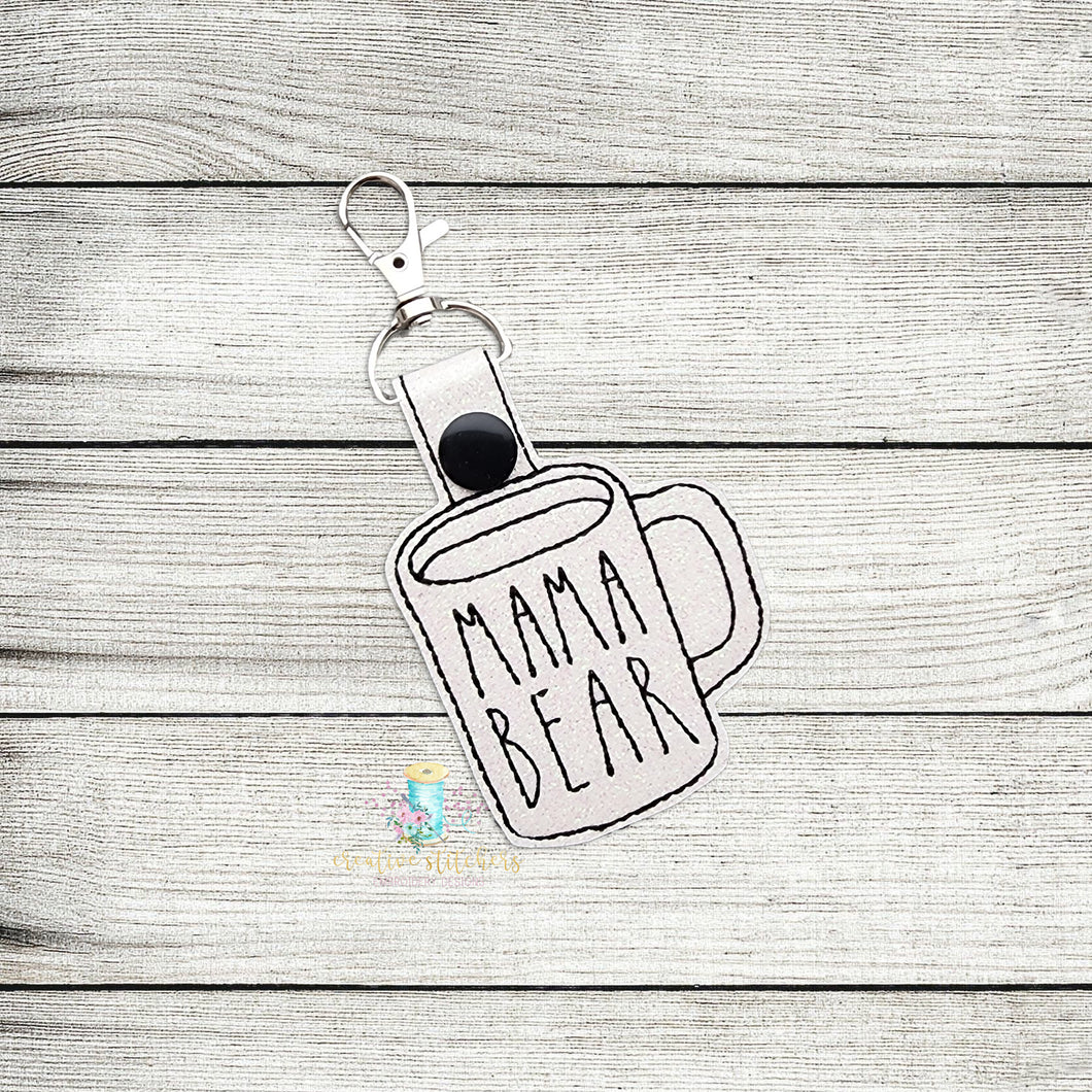 RD Mama Bear Coffee Keyfob Digital Embroidery Design File PP