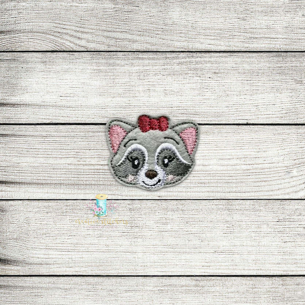 Raccoon Cutie Girl Head Digital Embroidery Design File