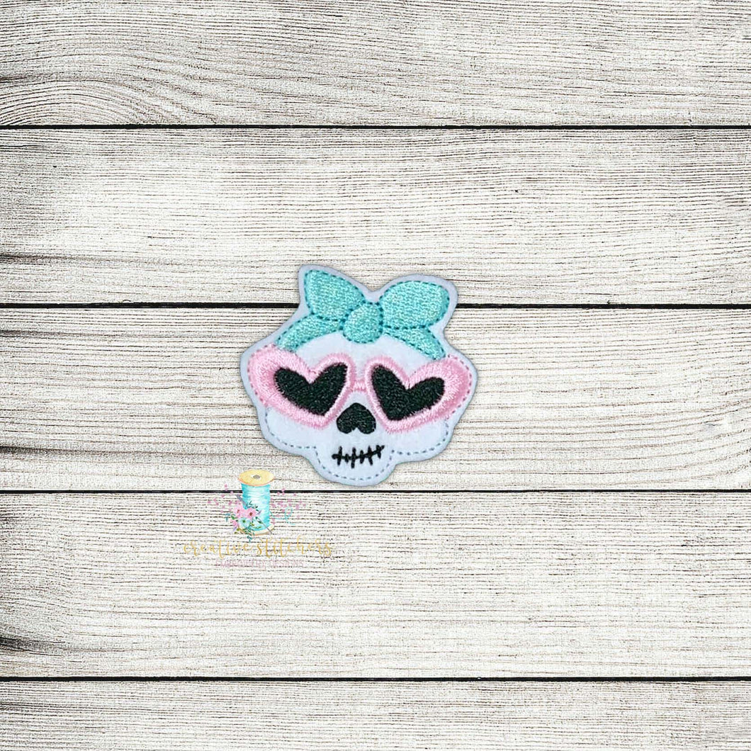 Skull Heart Glasses Digital Embroidery Design File