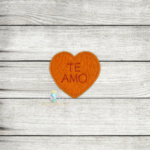 Te Amo Spanish Convo Heart Feltie Digital Embroidery Design File