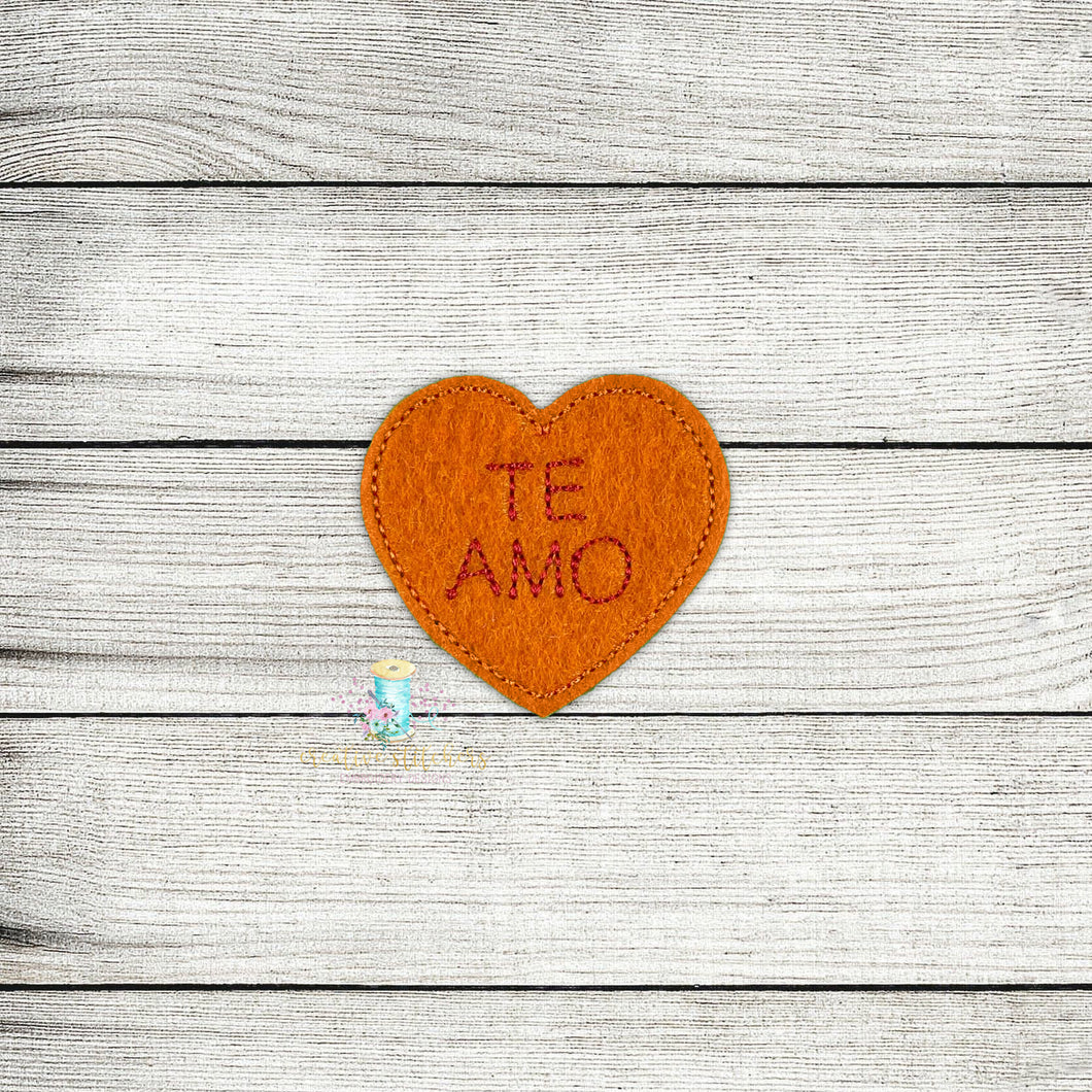 Te Amo Spanish Convo Heart Feltie Digital Embroidery Design File