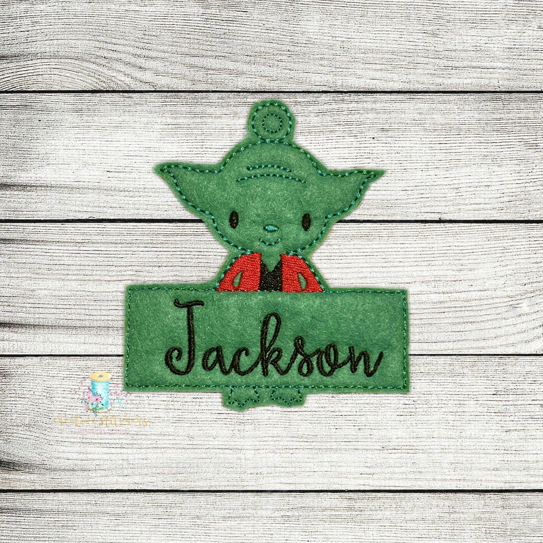 Green Space Guy Tag Ornament Digital Embroidery Design File