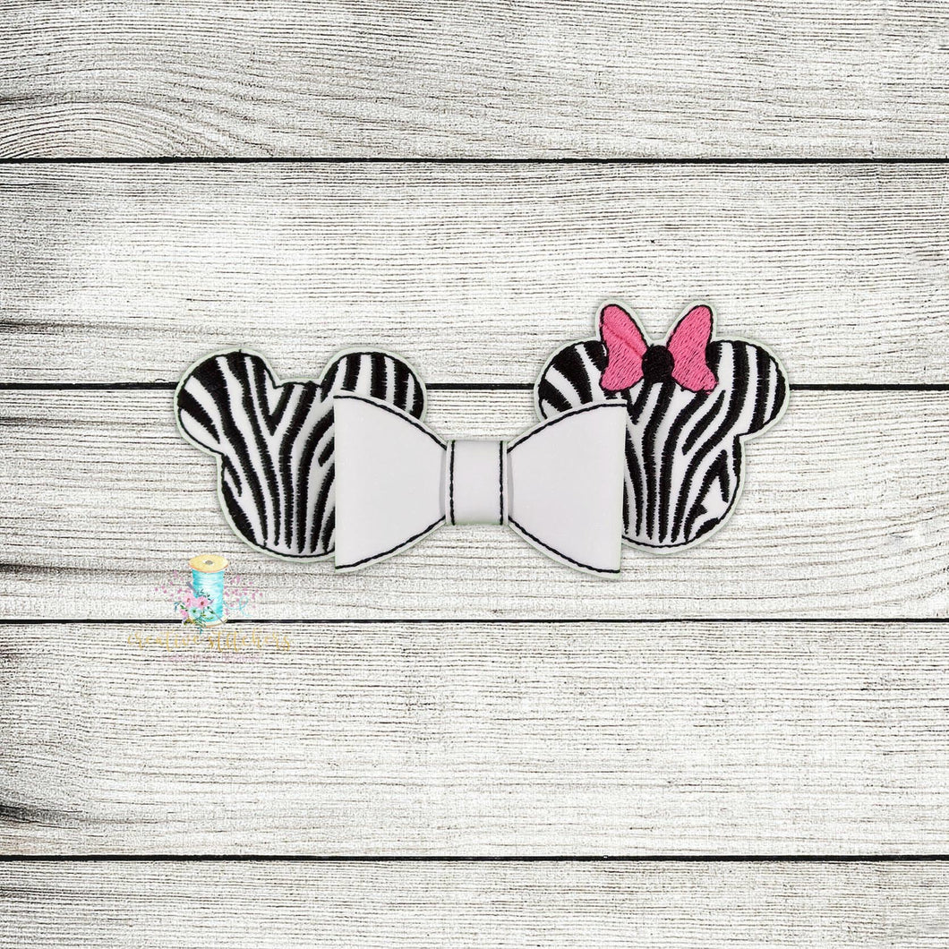 3D Mouse Zebra Bow Digital Embroidery Design File