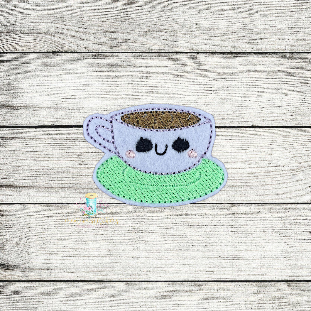 Coffee Cup Saucer Feltie Digital Embroidery Design File