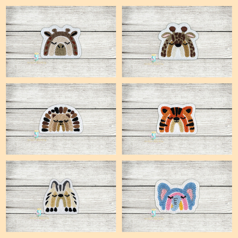 Rainbow Animals Feltie Set Digital Embroidery Design File