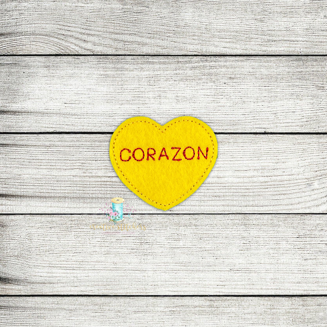 Corazon Spanish Convo Heart Feltie Digital Embroidery Design File