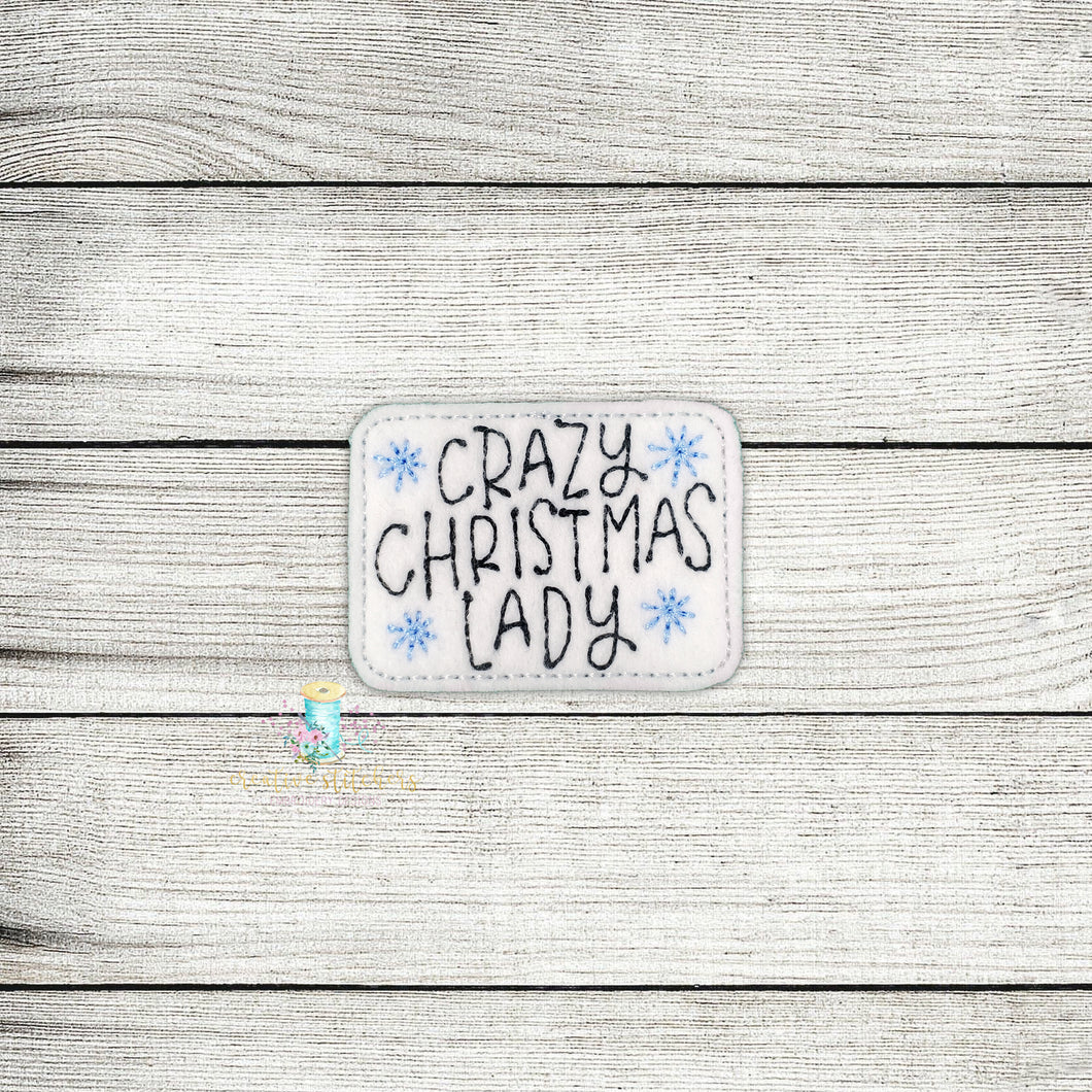 Crazy Christmas Lady Feltie Digital Embroidery Design File