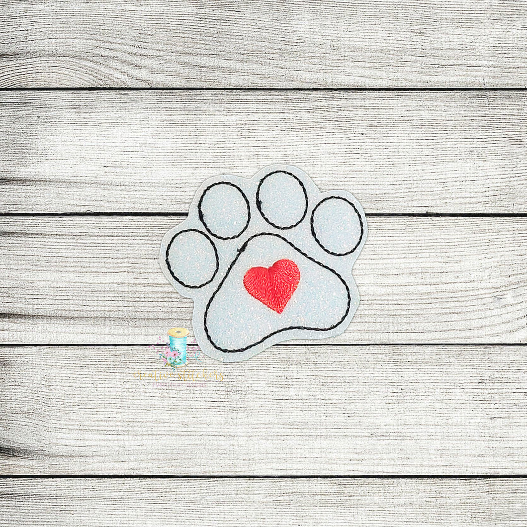 Heart Paw Print Digital Embroidery Design File