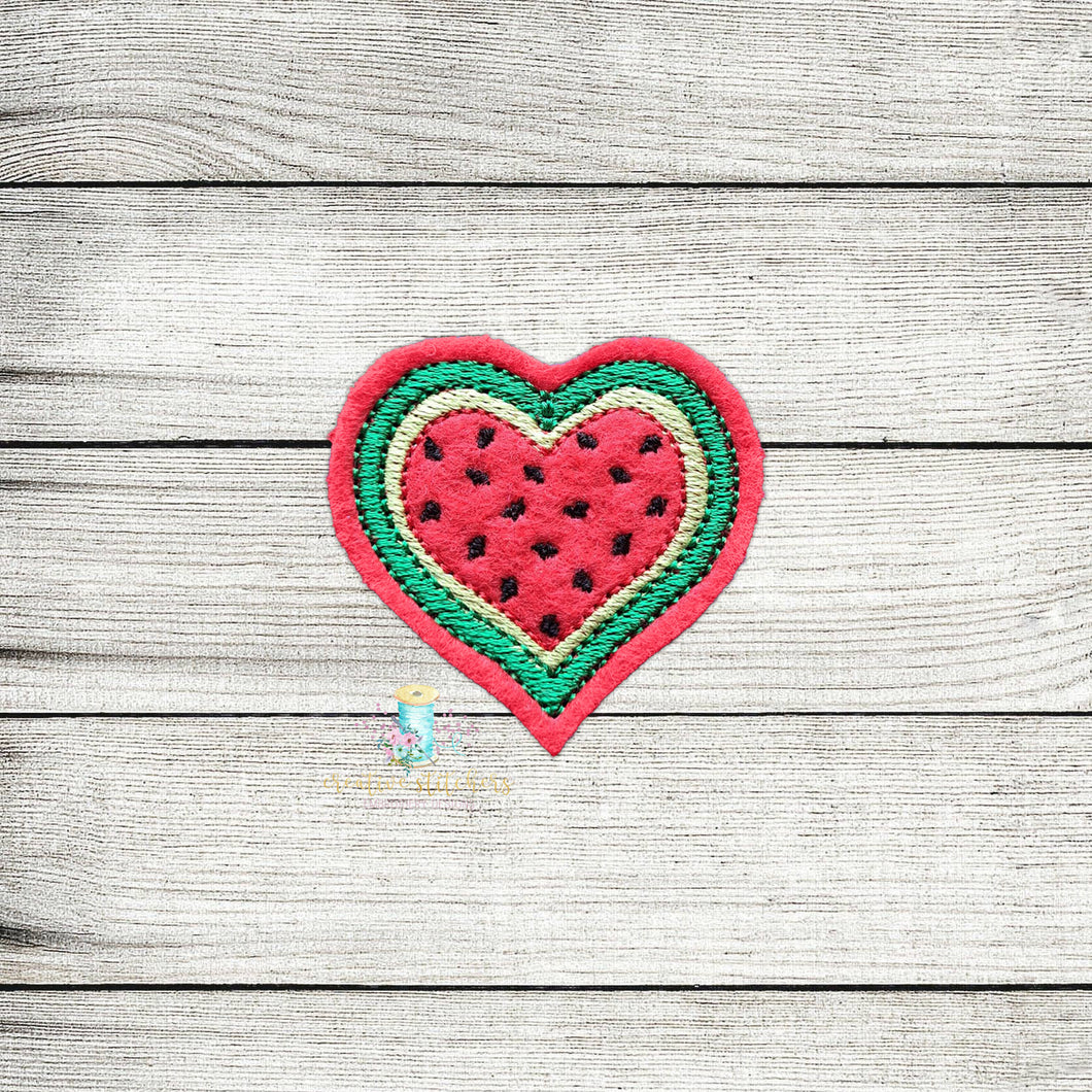 Heart Watermelon Feltie Digital Embroidery Design File