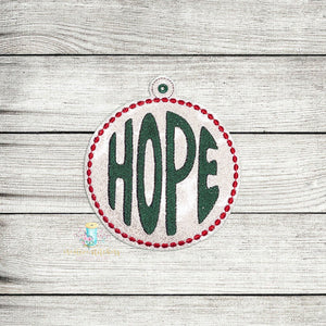 Hope Christmas Inspirational Ornament Digital Embroidery Design File