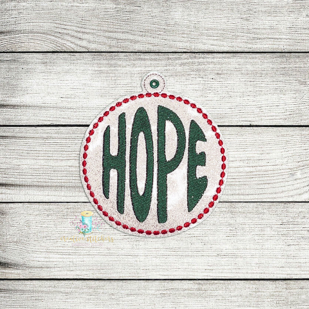 Hope Christmas Inspirational Ornament Digital Embroidery Design File