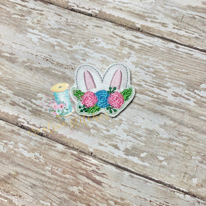 Floral Crown Bunny Ears Feltie Digital Embroidery Design File Patch