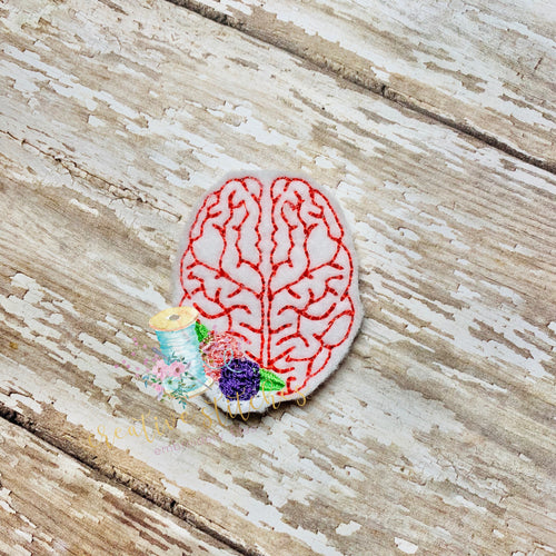 Brain Floral Feltie Digital Embroidery Design File Patch