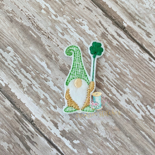Lucky Gnome Clover Balloon Feltie Digital Embroidery Design File Patch