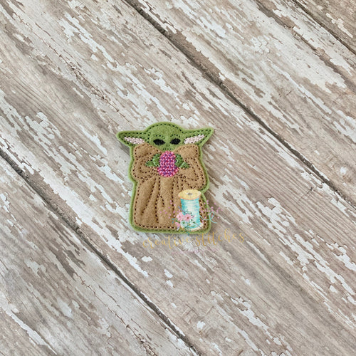 Easter Egg Green Alien Child Feltie Digital Embroidery Design File Patch