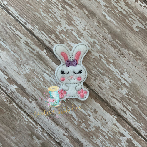 Sweety Bunny With a Bow Feltie Digital Embroidery Design File Patch