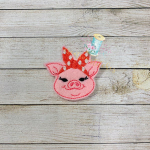 Bandanna Pig Head Feltie Digital Embroidery Design File Patch