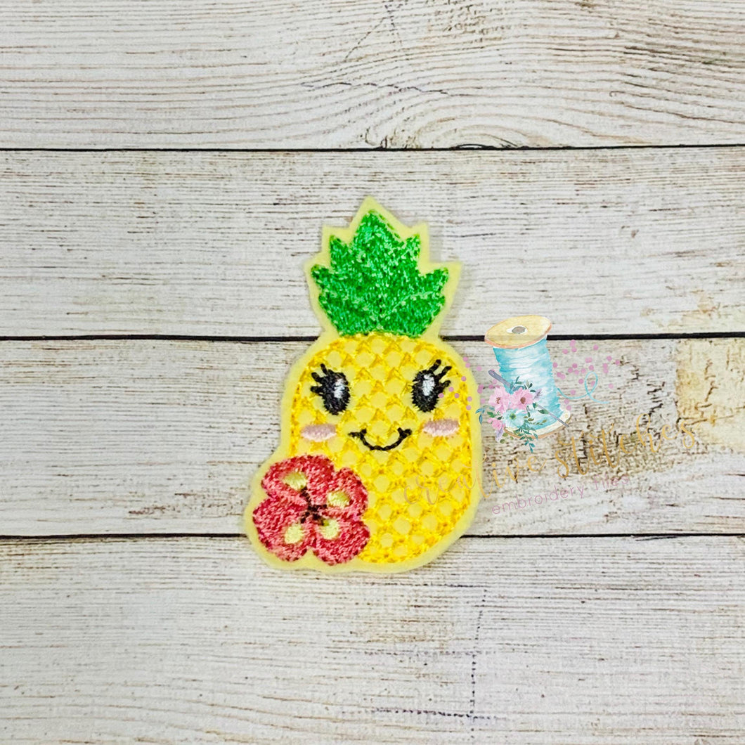 Happy Pineapple Feltie Digital Embroidery Design File Patch