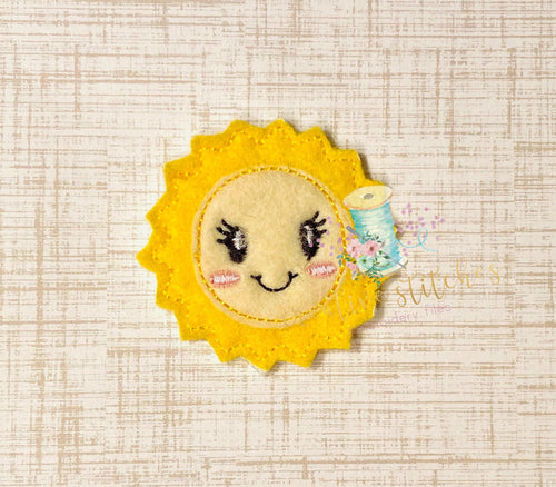 Happy Sun Feltie Digital Embroidery Design File Patch