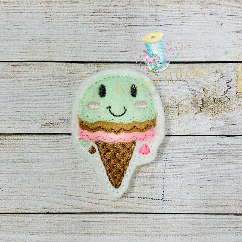 Triple Scoop Cone Feltie Digital Embroidery Design File Patch